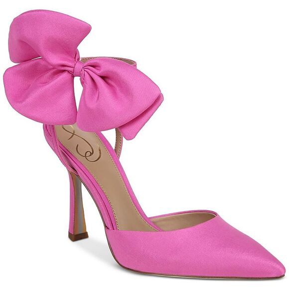 Sam Edelman Shoes - Sam Edelman Womens Halie Pink Satin Pointed Toe Ankle Strap Pumps Shoes New